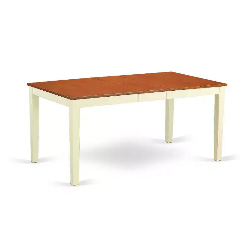 HomeStock Table à manger 6 pièces rectangulaire en bois massif, finition cerisier et crème, avec 1 banc et 4 chaises