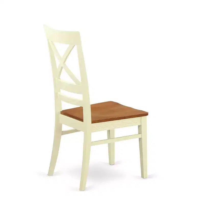 HomeStock Table à manger 6 pièces rectangulaire en bois massif, finition cerisier et crème, avec 1 banc et 4 chaises