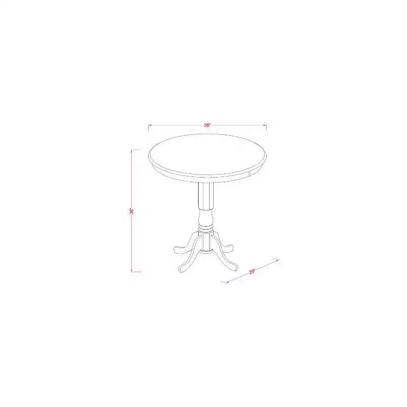 Counter Height Dining Set - 3 Piece Table & Chair Set - Round Pedestal Table - Mahogany Finish