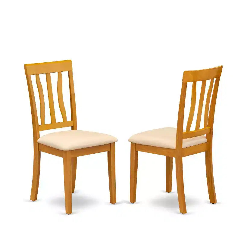 Kitchen Dining Set for 4 - 5 Piece Table & Chair Set - Linen Fabric Chairs - 36x36 Inch Oak Finish