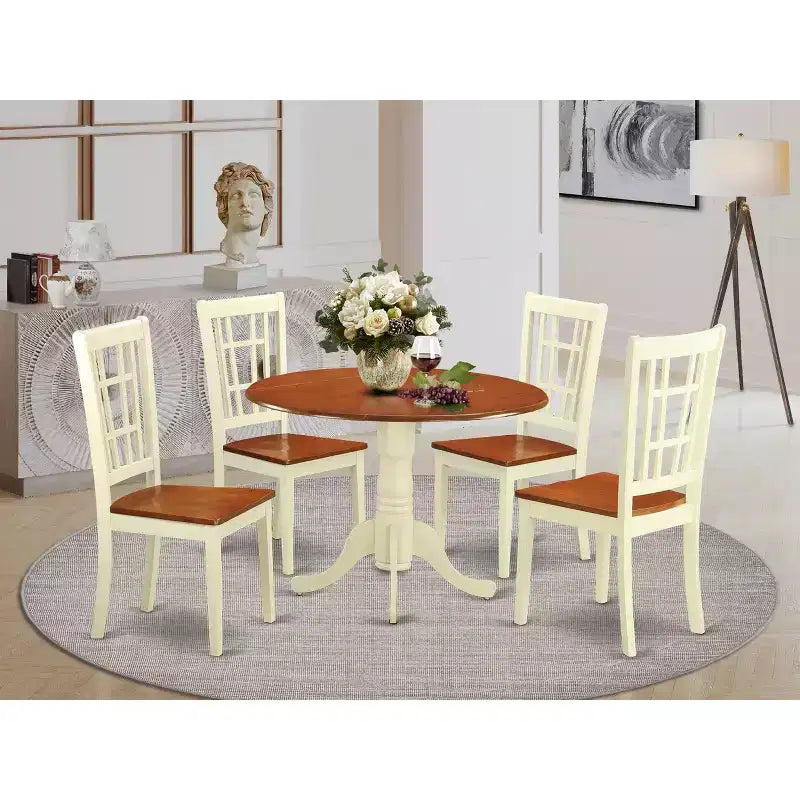 Kitchen Table Set for 4 - Dining Table with 4 Chairs - Wood Dinette Set - Home Dining Room Furniture
