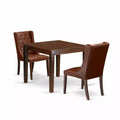 HomeStock 3-Pc Mahogany Finish Solid Wood Top Dining Table Set