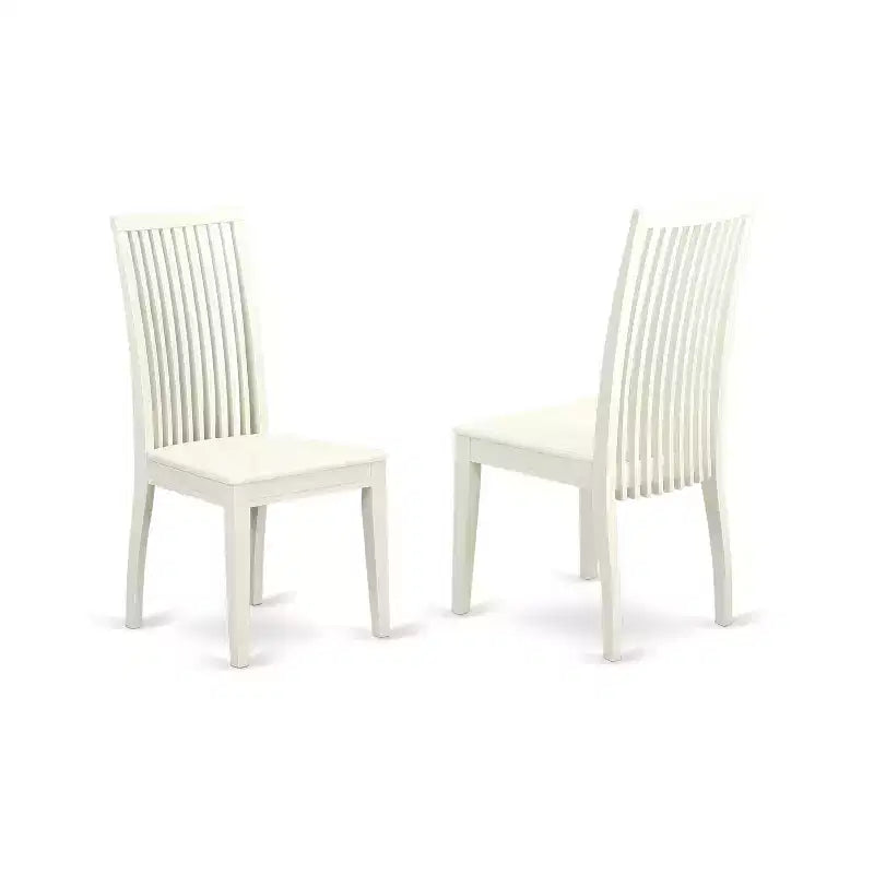 HomeStock 7-Pc Linen White Finish Solid Wood Top Dining Table with 6 Chairs
