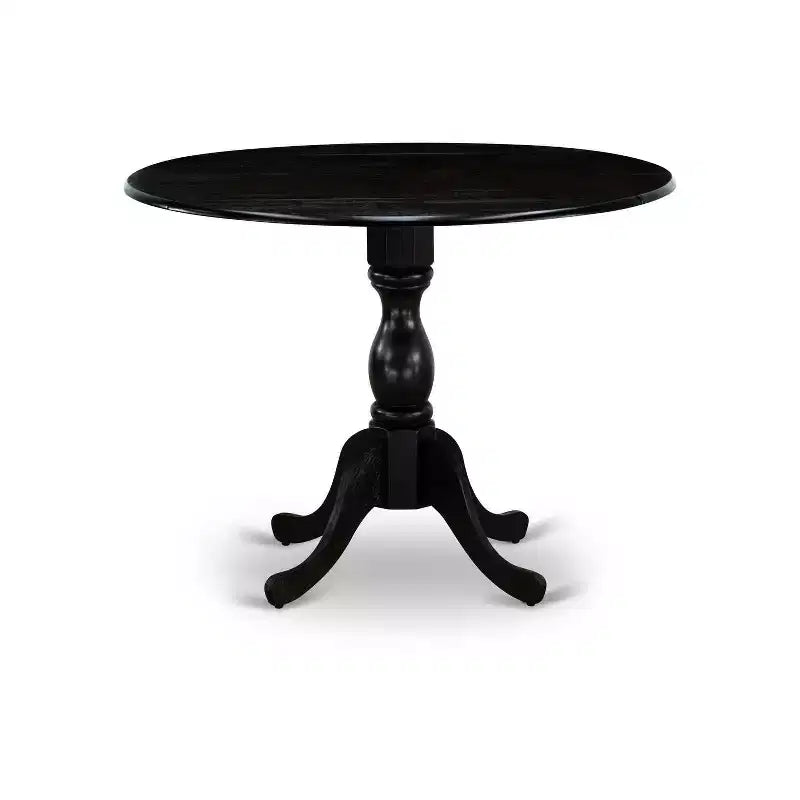 3-Piece Wire Brushed Black Solid Wood Top - Button Tufted Dining Room Set - Seats 4