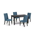 HomeStock 5-Pc Black Finish Solid Wood Top - Dining Room Set with High Back - Seats 4