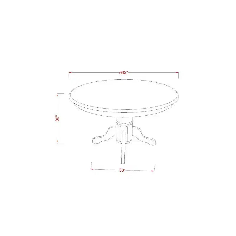 3-Piece Black Finish Solid Wood Top - Dining Room Set - Seats 4