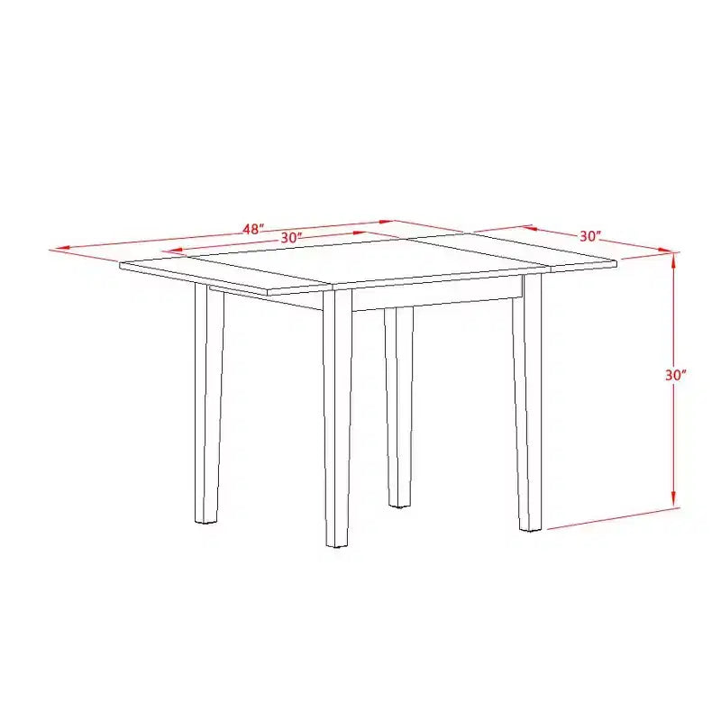 Wooden Dining Table Set 3 Piece - Kitchen Table with 2 Chairs - Hardwood Seat - Butter Milk Finish