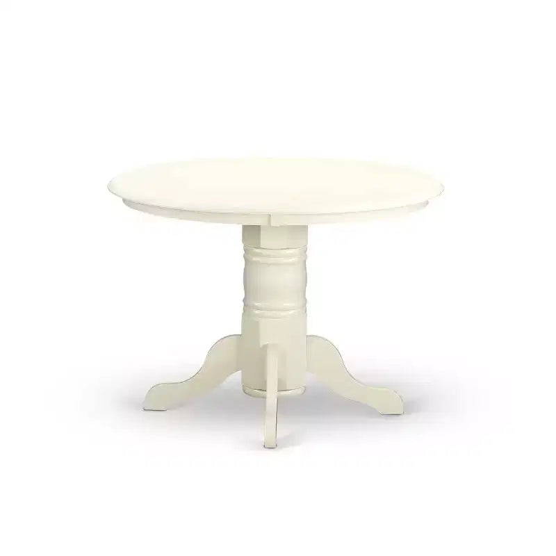 HomeStock 5-Piece Round Buttermilk and Cherry Finish Solid Wood Top Dining table with 4-Chairs with Slat Back