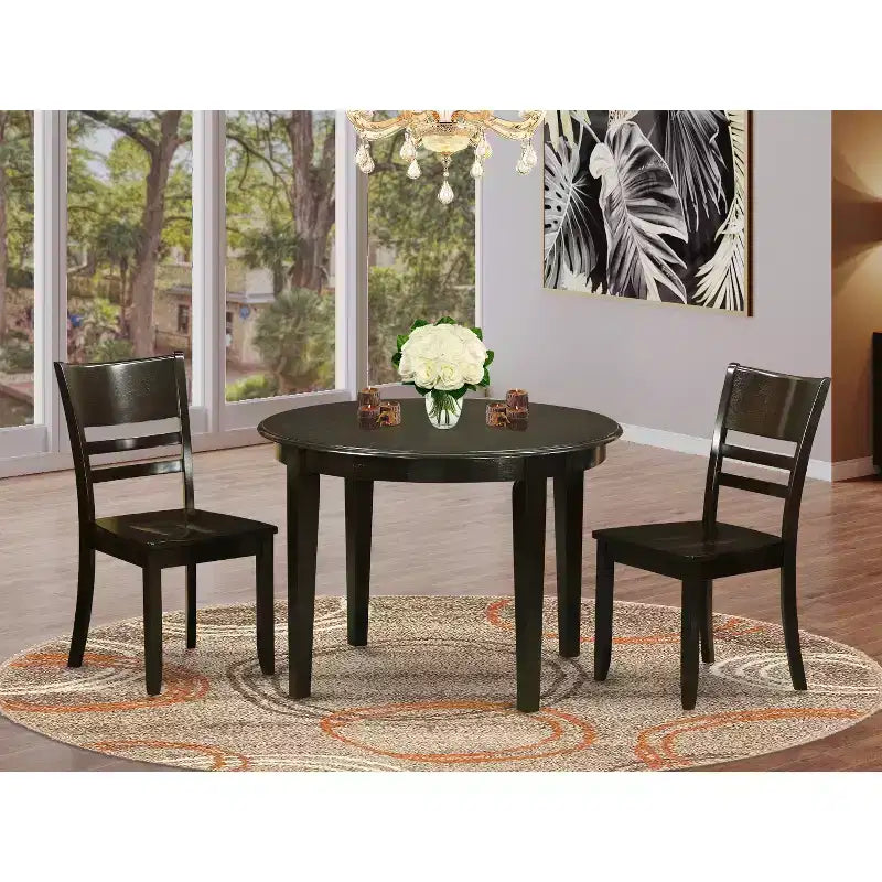 Ensemble de salle à manger moderne - Table et chaises 3 pièces - Table ovale avec rallonge papillon - Finition cappuccino