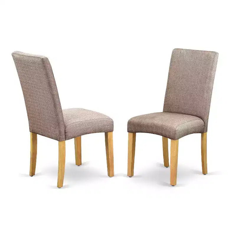 Ensemble table à manger ronde - Table de 42 pouces avec 2 chaises - Sièges en tissu de lin - Pieds en finition chêne