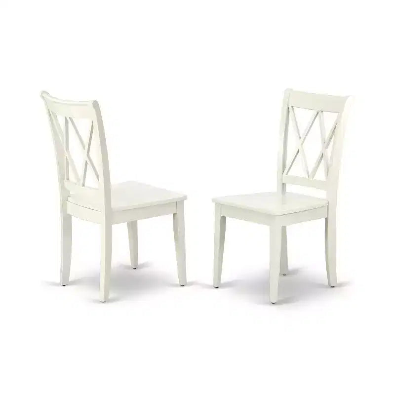 Ensemble de salle à manger du milieu du siècle - Table rectangulaire 7 pièces et 6 chaises - Finition blanche