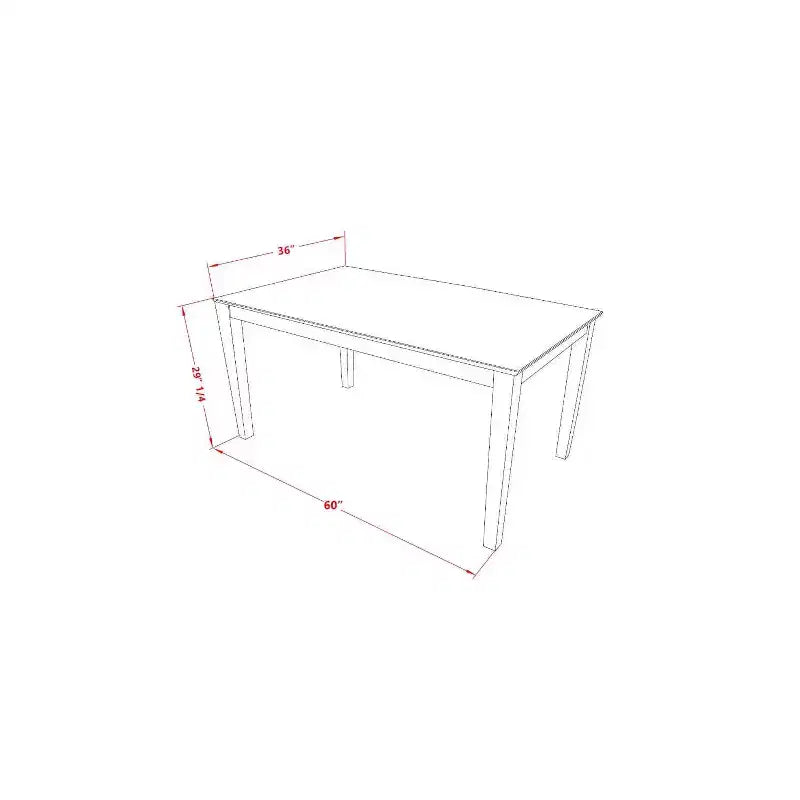 Ensemble de salle à manger du milieu du siècle - Table rectangulaire 7 pièces et 6 chaises - Finition blanche