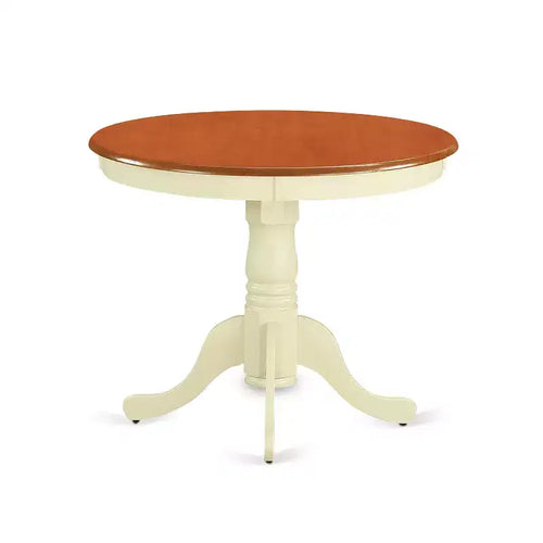 3-Piece Round Buttermilk & Cherry Finish Solid Wood Top Dining Table with 2 Chairs with