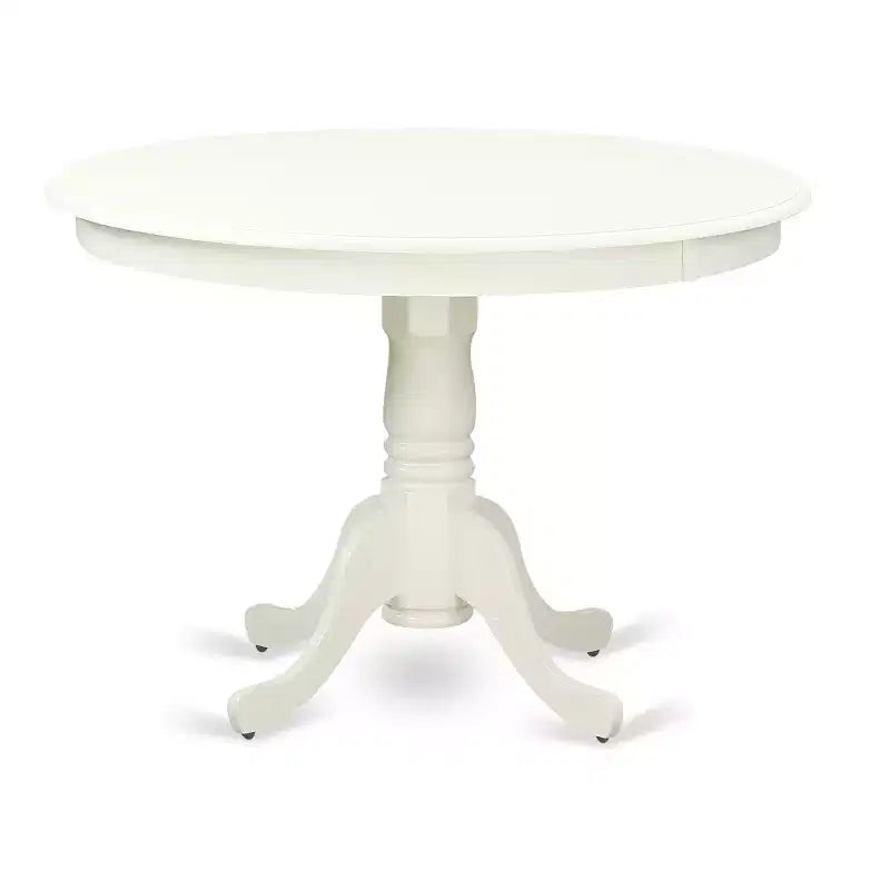 Small Space Dinette Set - 3 Piece Round Table & Chairs - Linen White - Antique Accents