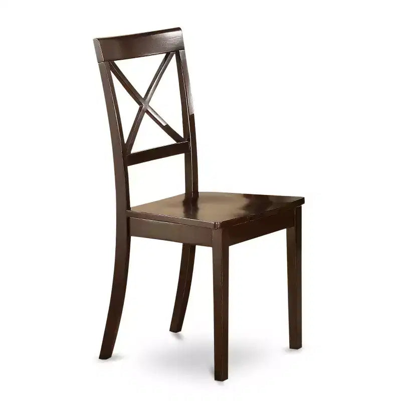HomeStock 7-Piece Rectangle Cappuccino Finish Solid Wood Top Dining Table with 6 Cross-Back Wood Seat Dining Chairs, Seats 6