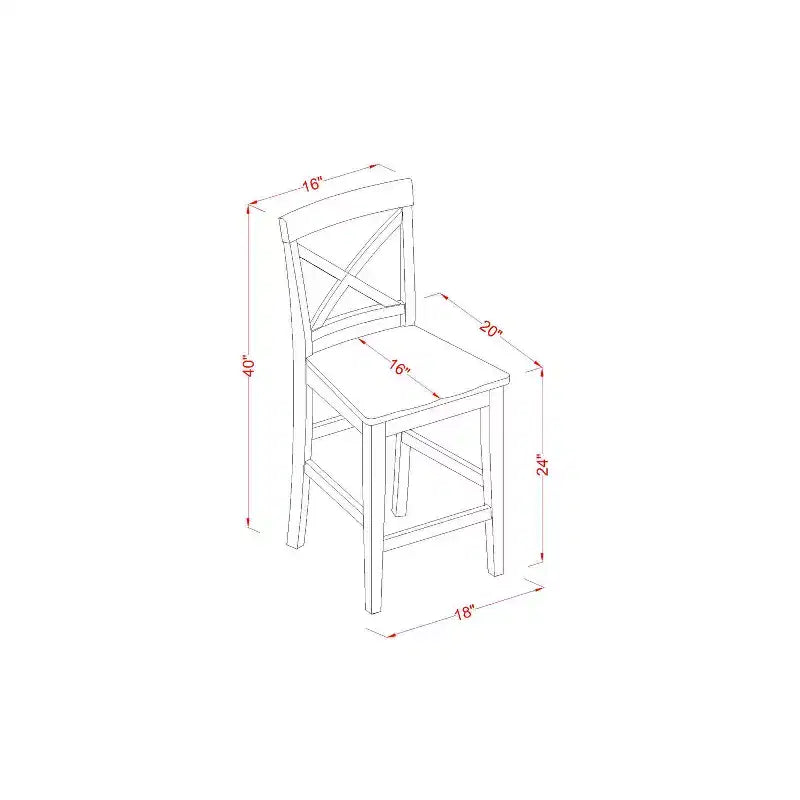 Counter Height Dining Set - Pub Table & Bar Stools with Backs - Modern Kitchen Set