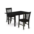 HomeStock 3-Pc Black Finish Rectangular Solid Wood Top with Butterfly Leaf Dining Table Set