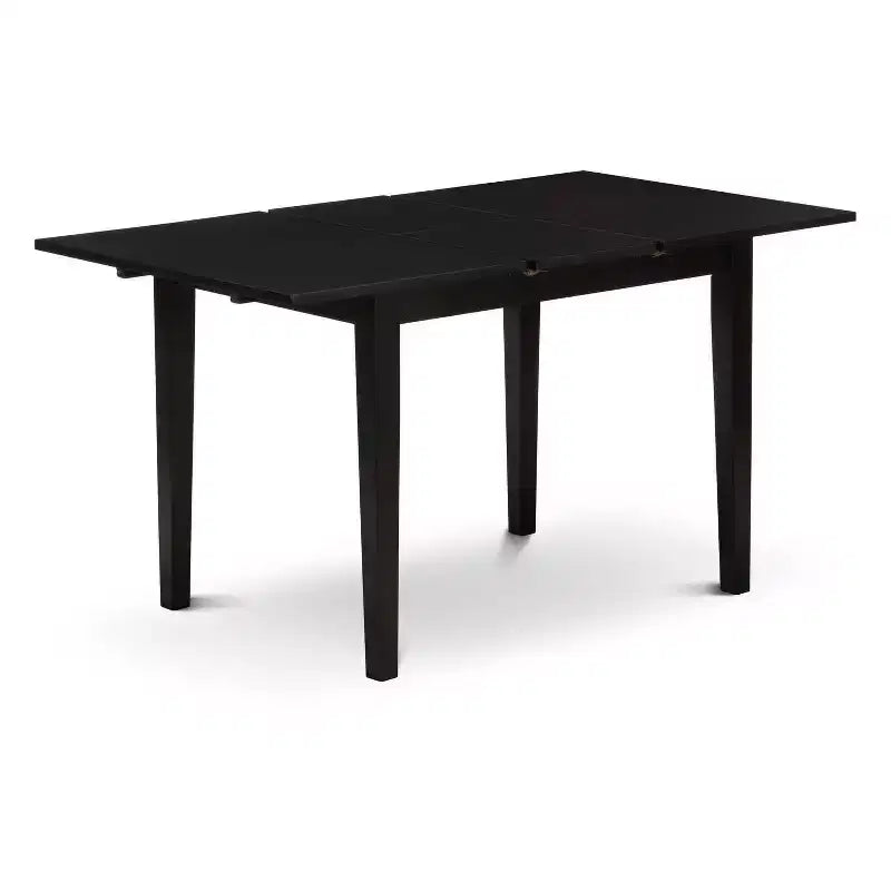 Ensemble de salle à manger 3 pièces HomeStock, plateau rectangulaire en bois massif, finition noire, avec rallonge papillon