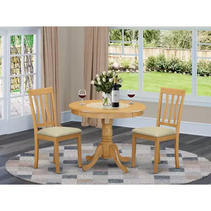 Ensemble Table à Manger Rococo - Table Ronde avec 2 Chaises Élégantes - Meubles de Style Antique