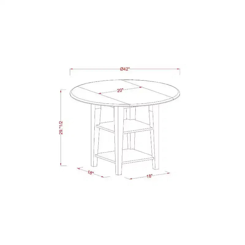 5-Piece Linen White Finish Solid Wood Top - Round Upholstered Dining Room Set - Seats 4