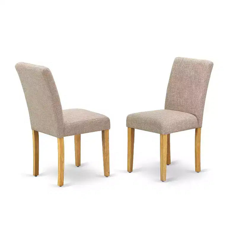 French Country Dinette Set - 3 Piece Table & Chair Set - Linen Fabric Dining Room Furniture