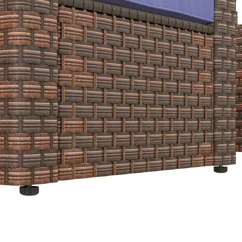 5pc Patio Furniture Set, All Weather PE Rattan Conversation Chair and Ottoman Set w/ Table, Cushion Pillows