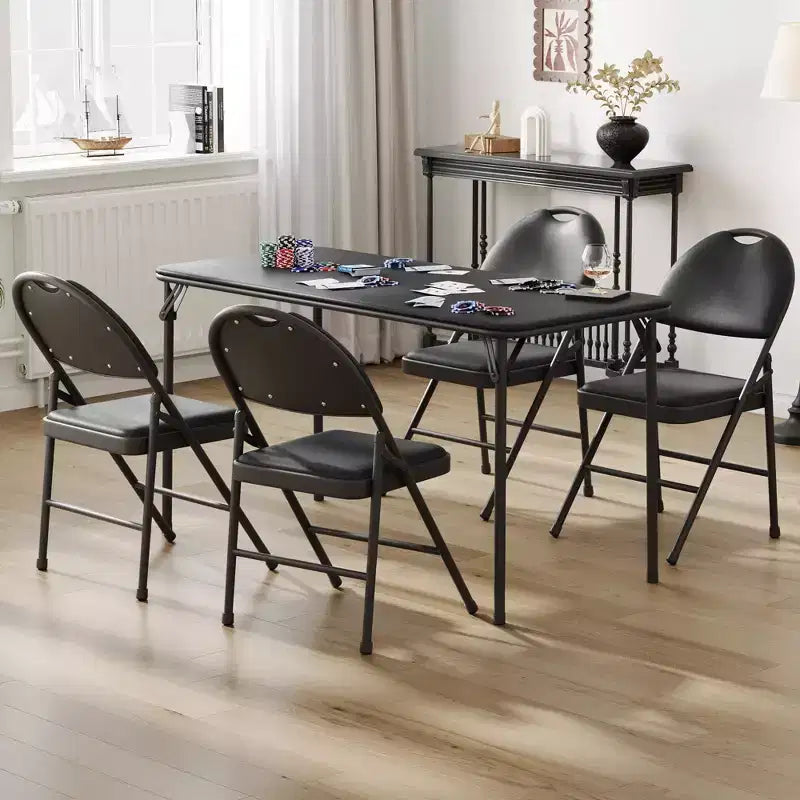 5-Piece Rectangle Folding Table & Chairs Set  Portable, Scratch-Resistant for Dining/Living Room/Camping (Foldable)