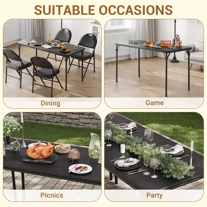 5-Piece Rectangle Folding Table & Chairs Set  Portable, Scratch-Resistant for Dining/Living Room/Camping (Foldable)