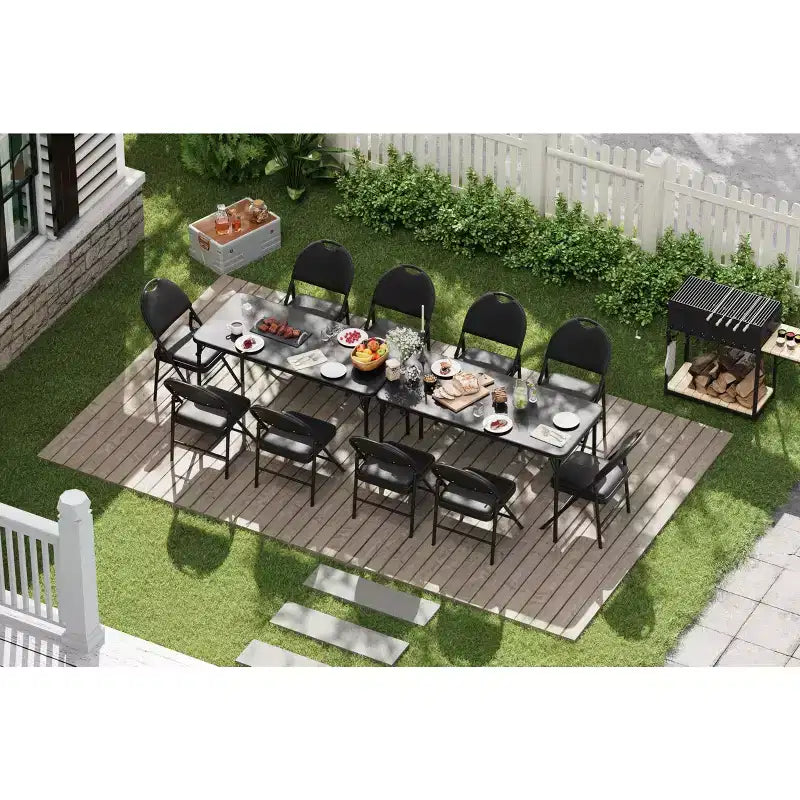 5-Piece Rectangle Folding Table & Chairs Set  Portable, Scratch-Resistant for Dining/Living Room/Camping (Foldable)
