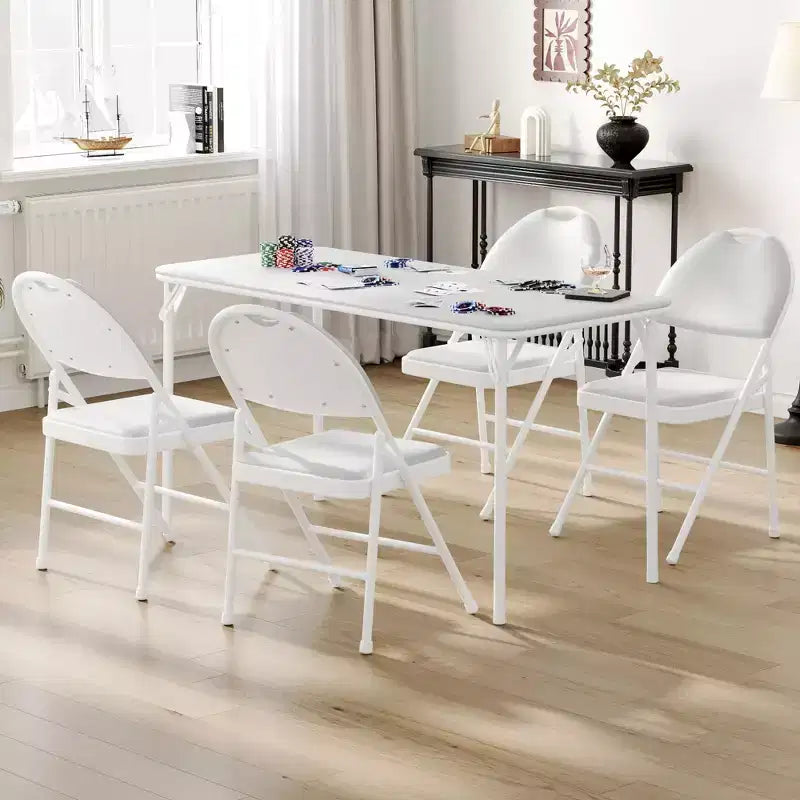 5-Piece Rectangle Folding Table & Chairs Set  Portable, Scratch-Resistant for Dining/Living Room/Camping (Foldable)