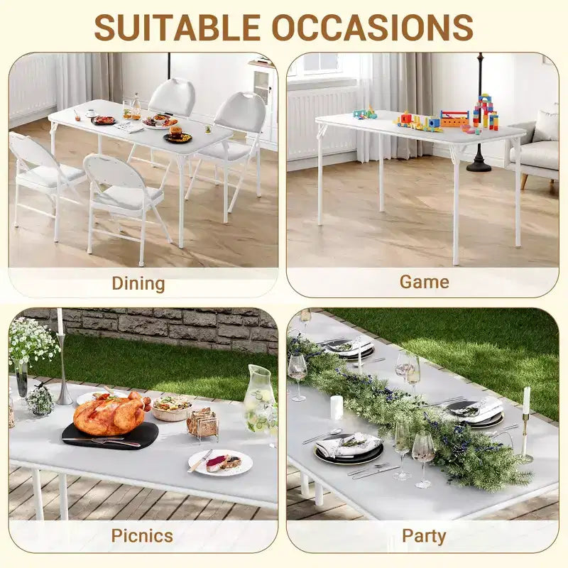 5-Piece Rectangle Folding Table & Chairs Set  Portable, Scratch-Resistant for Dining/Living Room/Camping (Foldable)