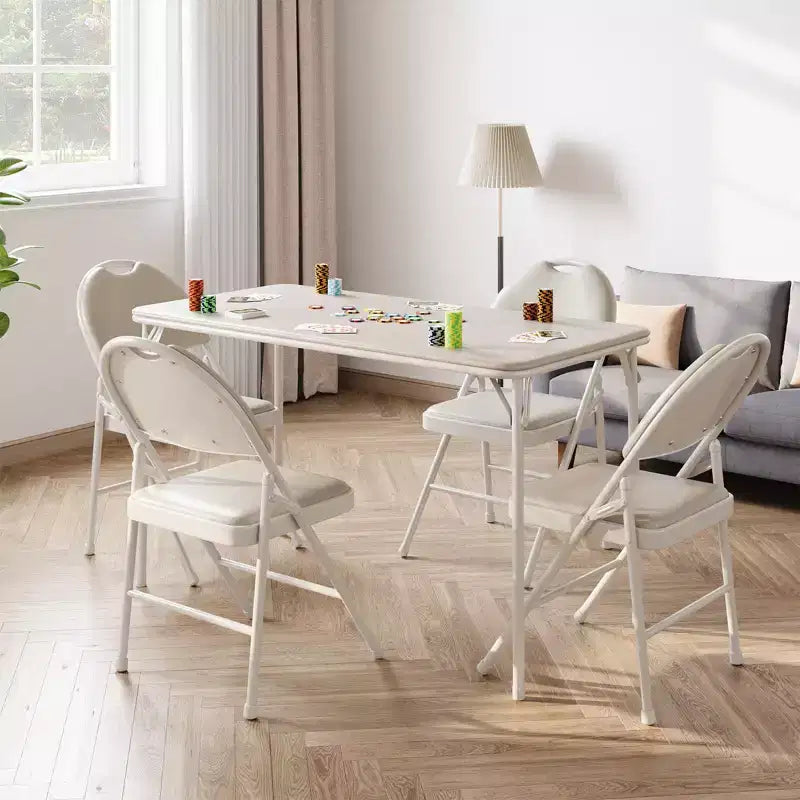 5-Piece Rectangle Folding Table & Chairs Set  Portable, Scratch-Resistant for Dining/Living Room/Camping (Foldable)