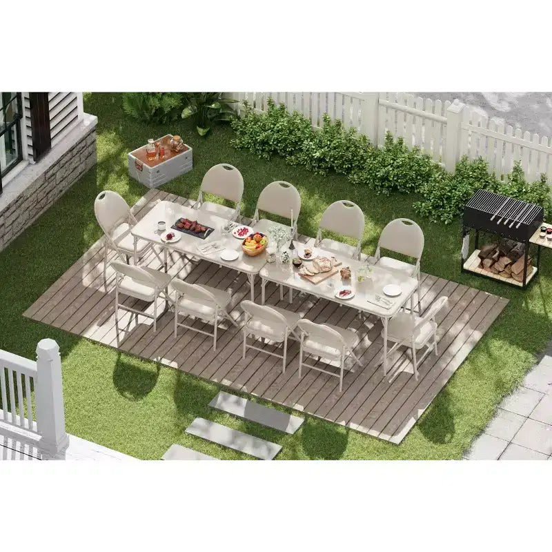 5-Piece Rectangle Folding Table & Chairs Set  Portable, Scratch-Resistant for Dining/Living Room/Camping (Foldable)