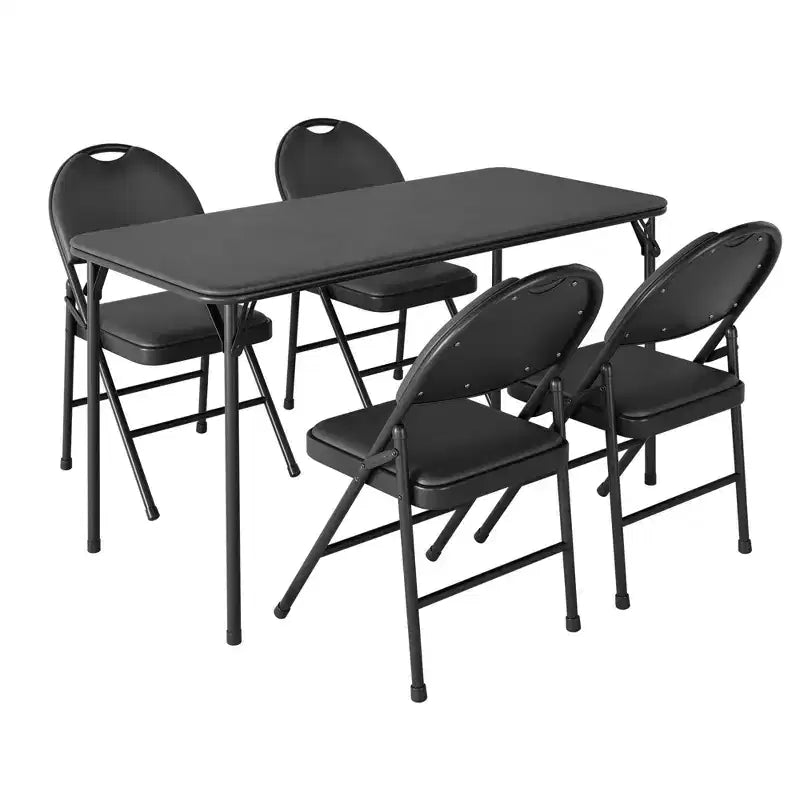 Ensemble table et chaises pliantes rectangulaires 5 pièces - Portable, résistant aux rayures pour salle à manger/salon/camping (pliable)