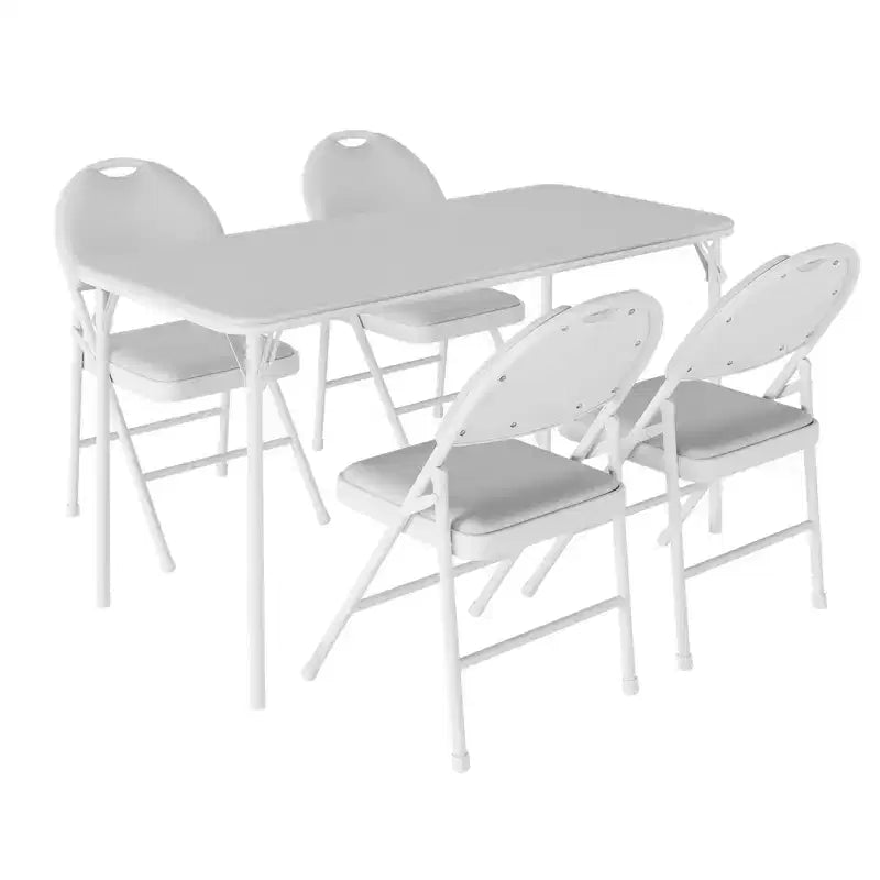 Ensemble table et chaises pliantes rectangulaires 5 pièces - Portable, résistant aux rayures pour salle à manger/salon/camping (pliable)