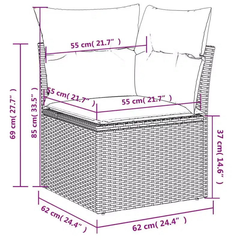 vidaXL 9 Piece Patio Sofa Set with Cushions Black Poly Rattan (US only)