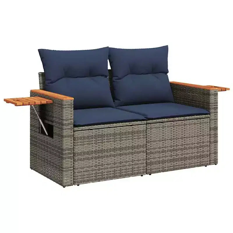 vidaXL 9 Piece Patio Sofa Set with Cushions Black Poly Rattan (US only)