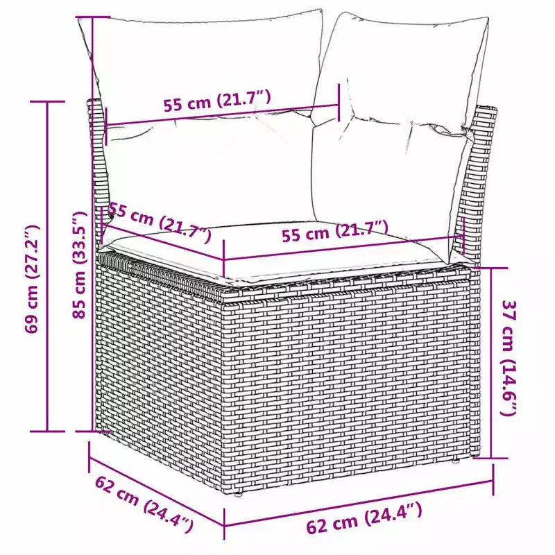 vidaXL 9 Piece Patio Sofa Set with Cushions Black Poly Rattan (US only)