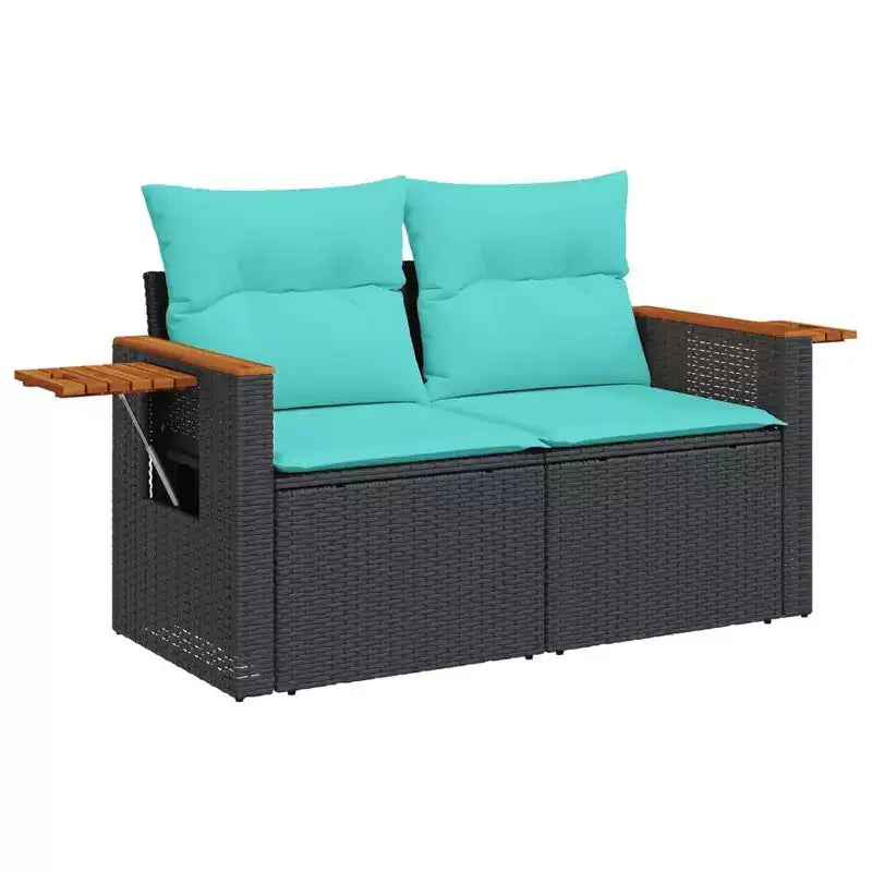 vidaXL 9 Piece Patio Sofa Set with Cushions Black Poly Rattan (US only)