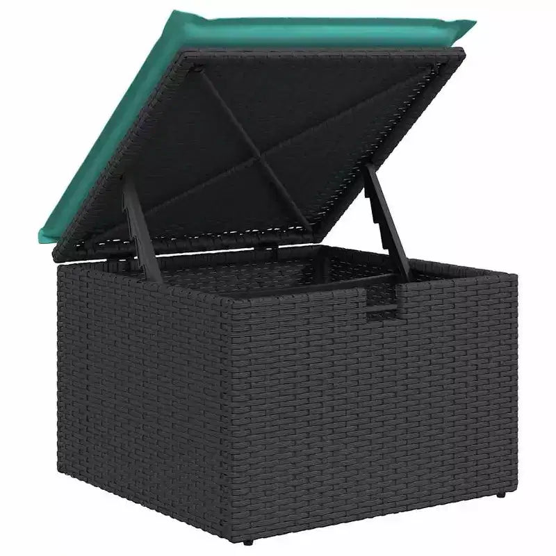 vidaXL Garden Sofa Set 5 pcs Black 55 x 62 x 69 cm Poly rattan - Black without table Blue