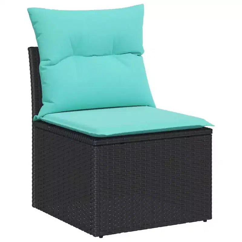 vidaXL Garden Sofa Set 5 pcs Black 55 x 62 x 69 cm Poly rattan - Black without table Blue