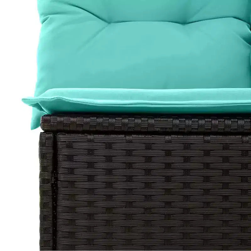 vidaXL Garden Sofa Set 5 pcs Black 55 x 62 x 69 cm Poly rattan - Black without table Blue