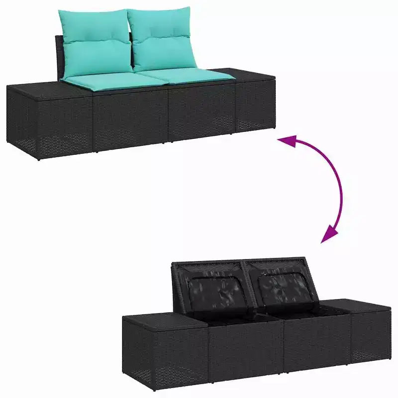 vidaXL Garden Sofa Set 5 pcs Black 55 x 62 x 69 cm Poly rattan - Black without table Blue