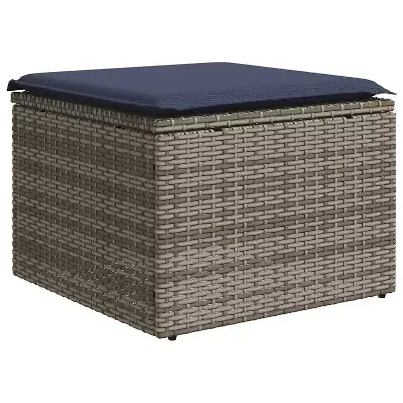 vidaXL Patio Sofa Set Black, Blue - Gray and Blue With Table
