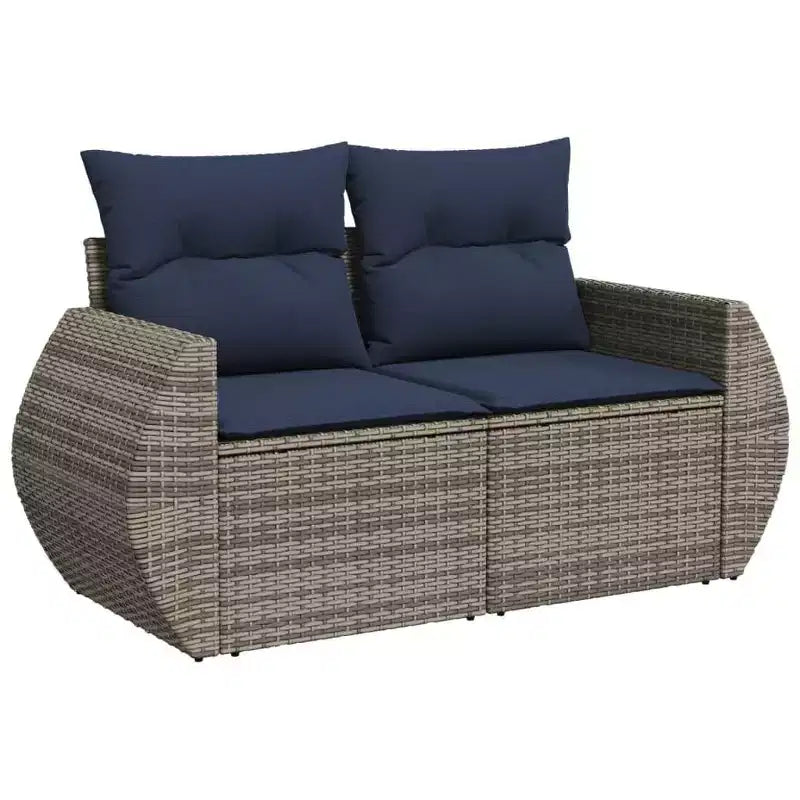 vidaXL Patio Sofa Set Black, Blue - Gray and Blue With Table