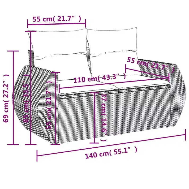 vidaXL Patio Sofa Set Black