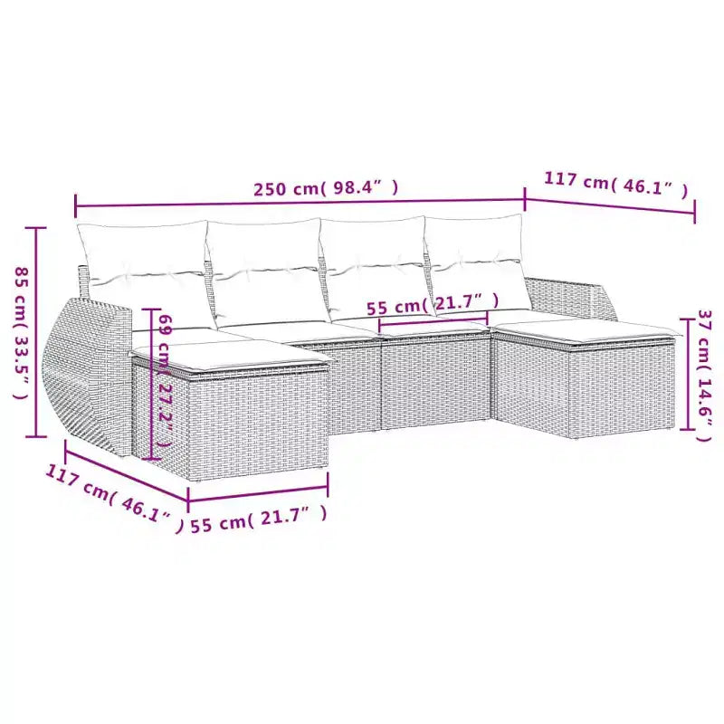 vidaXL Patio Sofa Set Black