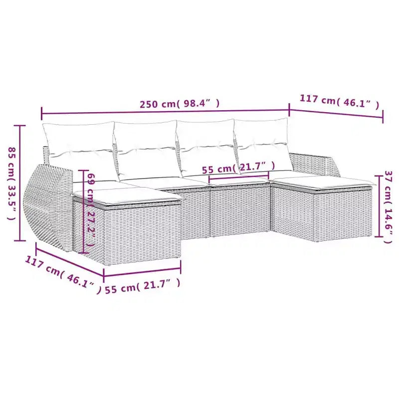 vidaXL Patio Sofa Set Black