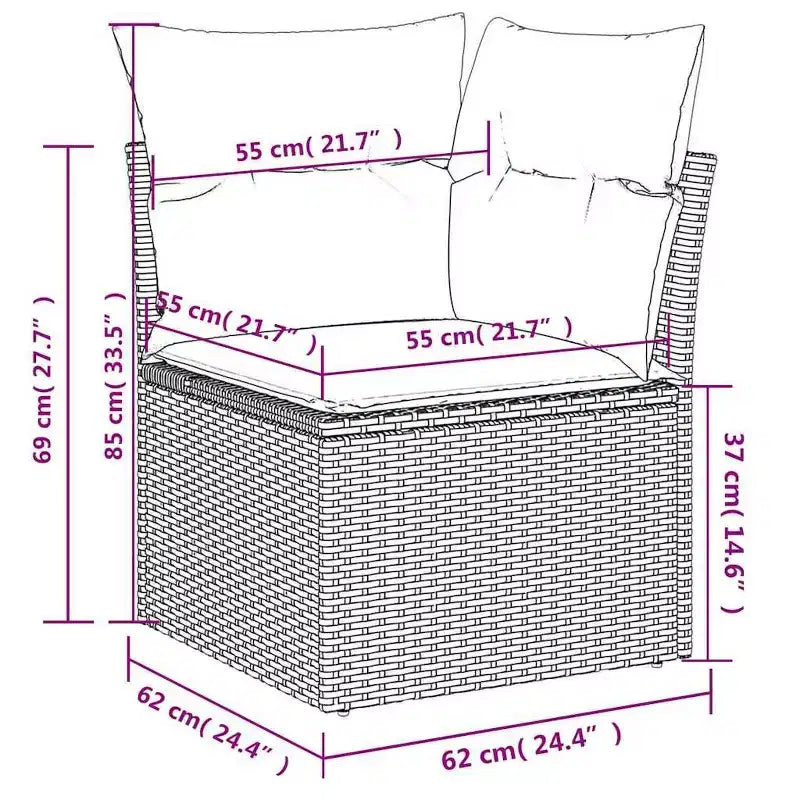 vidaXL Patio Sofa Set Rattan, Cushions