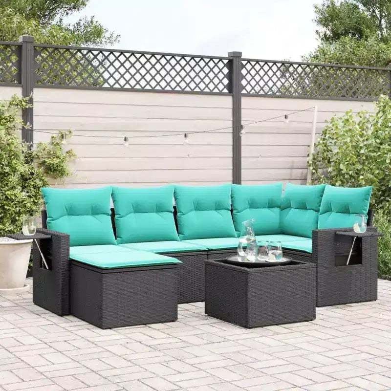 vidaXL Patio Sofa Set Rattan, Cushions